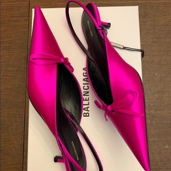 BALENCIAGA Fushia Knife Satin 40mm Slingback - Picture 3 of 4